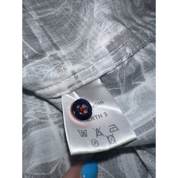 7 Downie St Couture Long Sleeve Flip Cuff Dress Shirt Men's Size 5 Blue Abstract - Picture 11 of 13